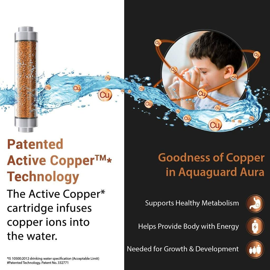 Non RO Water Purifier with UV + UF + Active Copper carbon technology